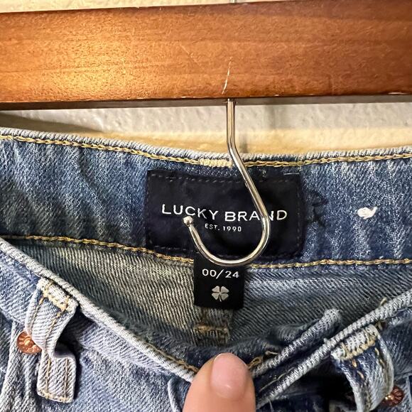 Lucky Brand High Rise 90's Loose Distressed Denim Shorts Size 00/24 - Picture 5 of 7
